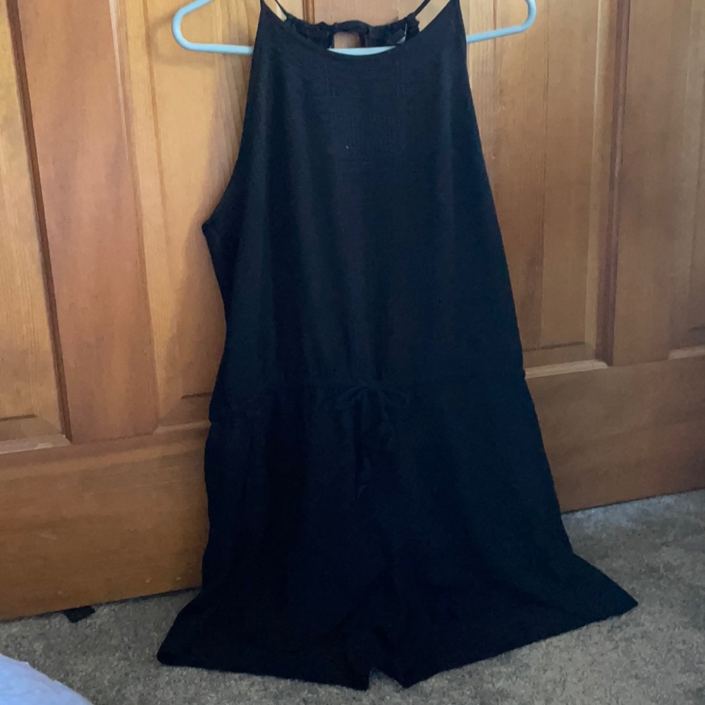 Black Halter Top Tie Back Romper